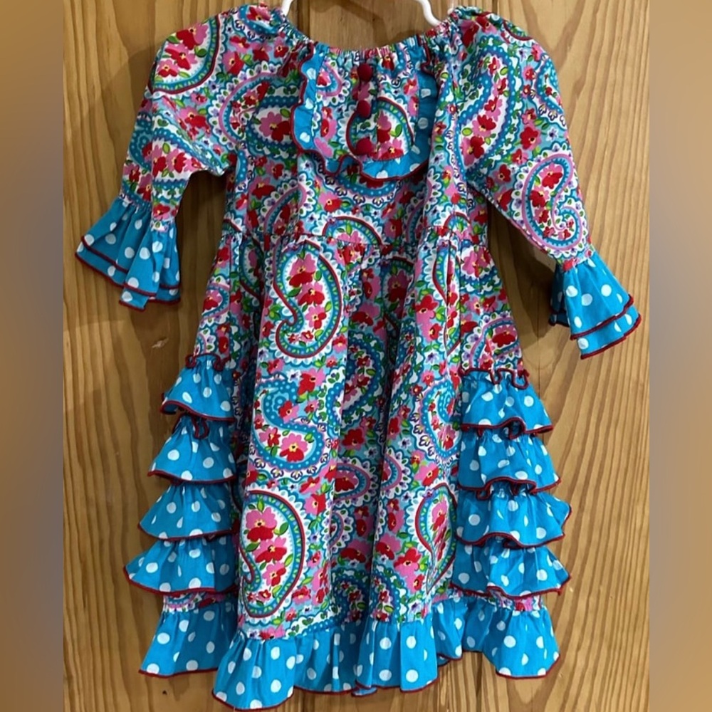 Smocked Auctions Girls 2T Ruffled Floral Dress